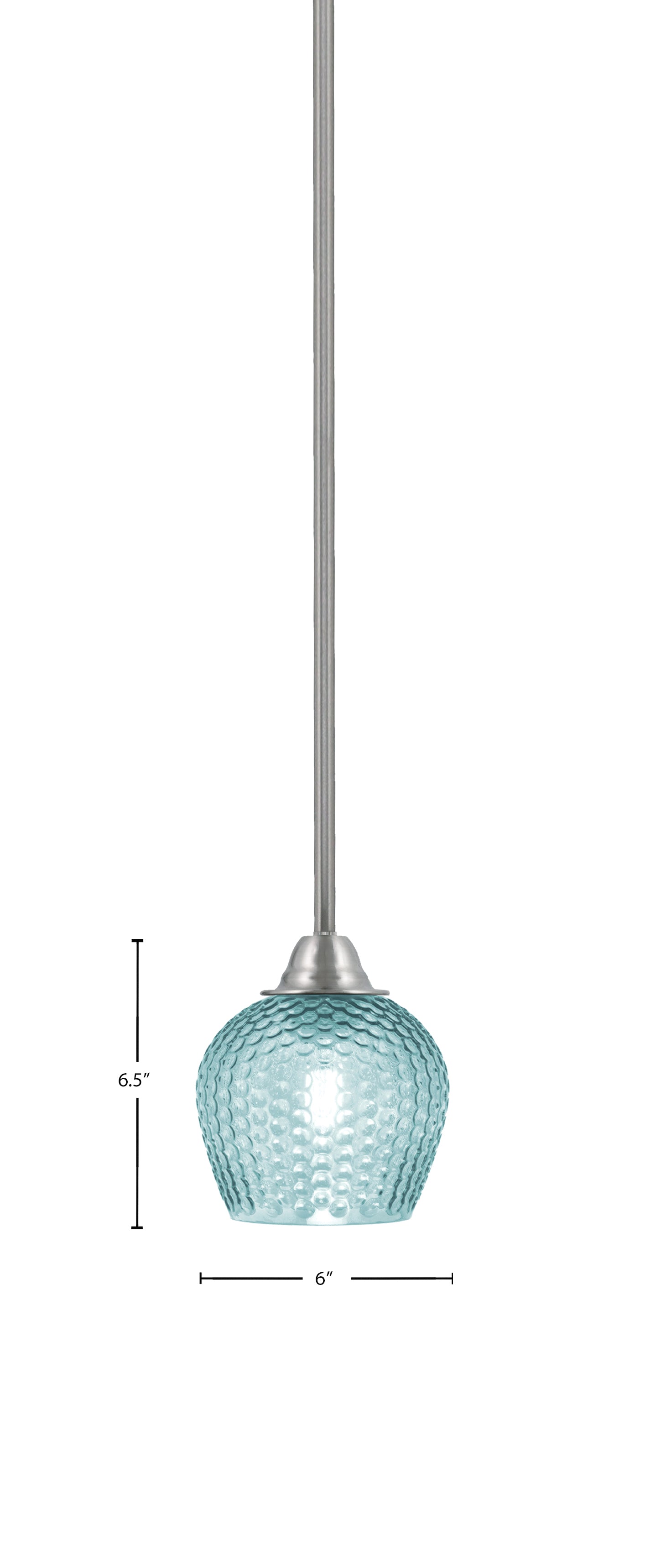 Paramount One Light Mini Pendant in Brushed Nickel with Turquoise Textured Shade