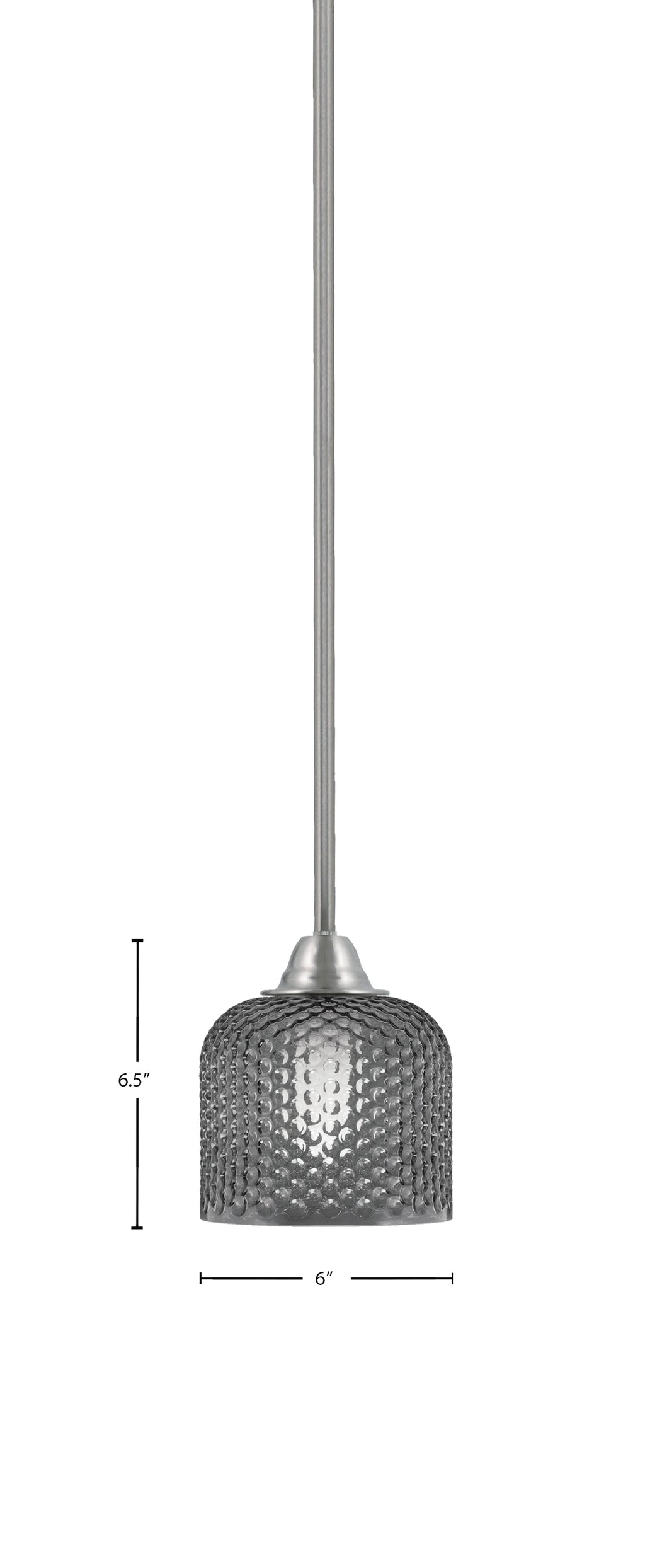 Paramount One Light Mini Pendant in Brushed Nickel with Smoke Textured Shade