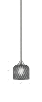 Paramount One Light Mini Pendant in Brushed Nickel with Smoke Textured Shade
