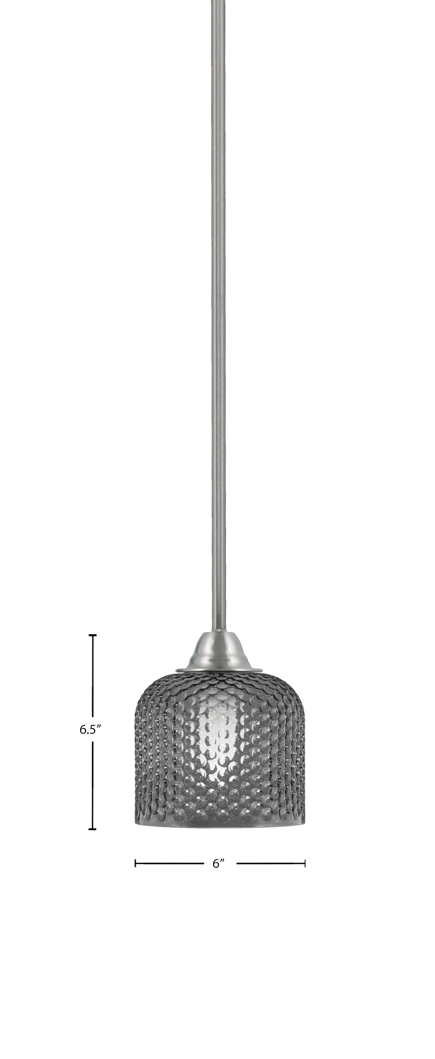 Paramount One Light Mini Pendant in Brushed Nickel with Smoke Textured Shade