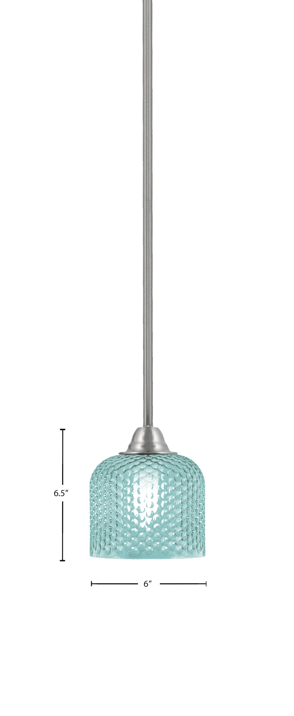 Paramount One Light Mini Pendant in Brushed Nickel with Turquoise Textured Shade