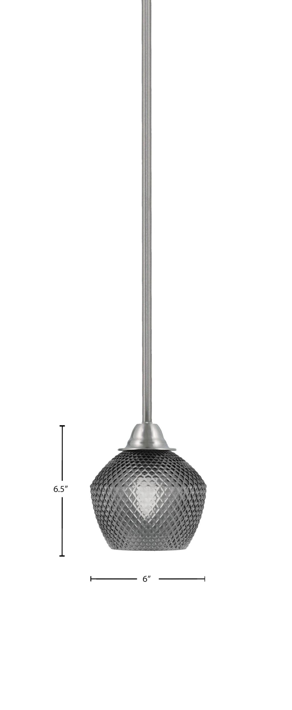 Paramount One Light Mini Pendant in Brushed Nickel with Smoke Textured Shade
