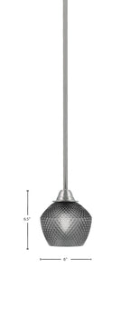 Paramount One Light Mini Pendant in Brushed Nickel with Smoke Textured Shade