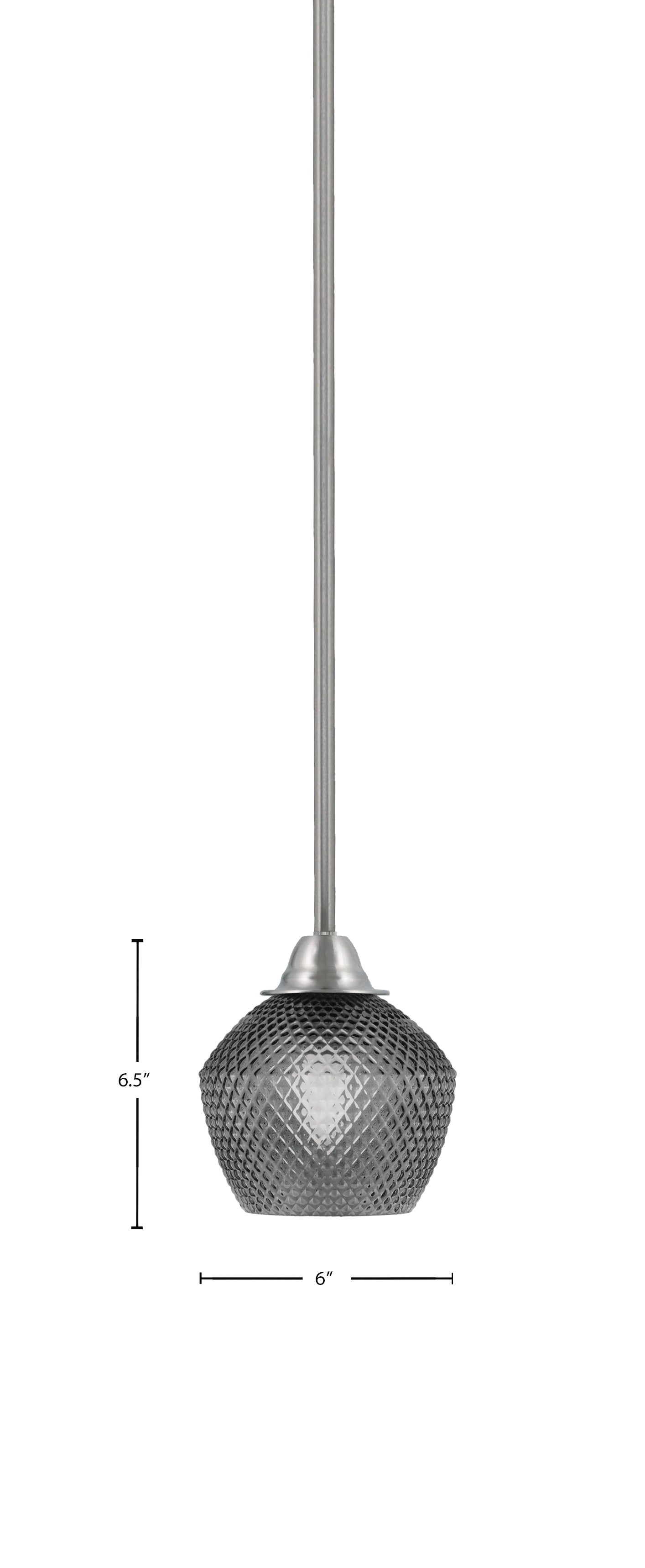 Paramount One Light Mini Pendant in Brushed Nickel with Smoke Textured Shade