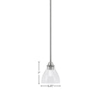 Paramount One Light Mini Pendant in Brushed Nickel with 6.25" Clear Bubble Shade