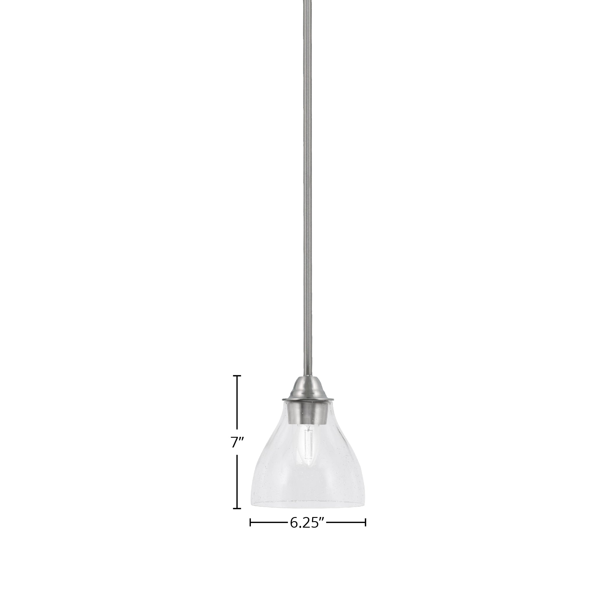 Paramount One Light Mini Pendant in Brushed Nickel with 6.25" Clear Bubble Shade