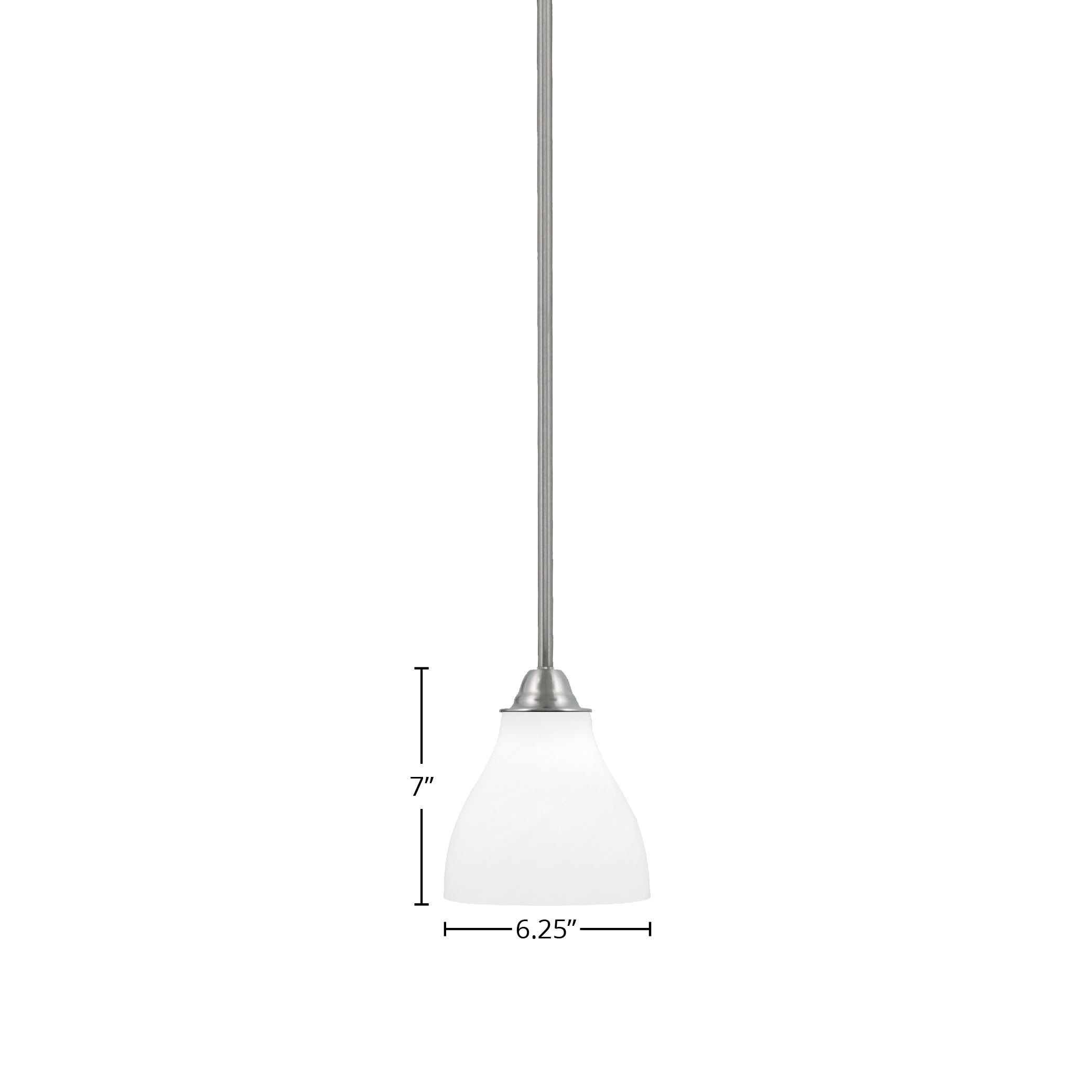 Paramount One Light Mini Pendant in Brushed Nickel with 6.25" White Marble Shade