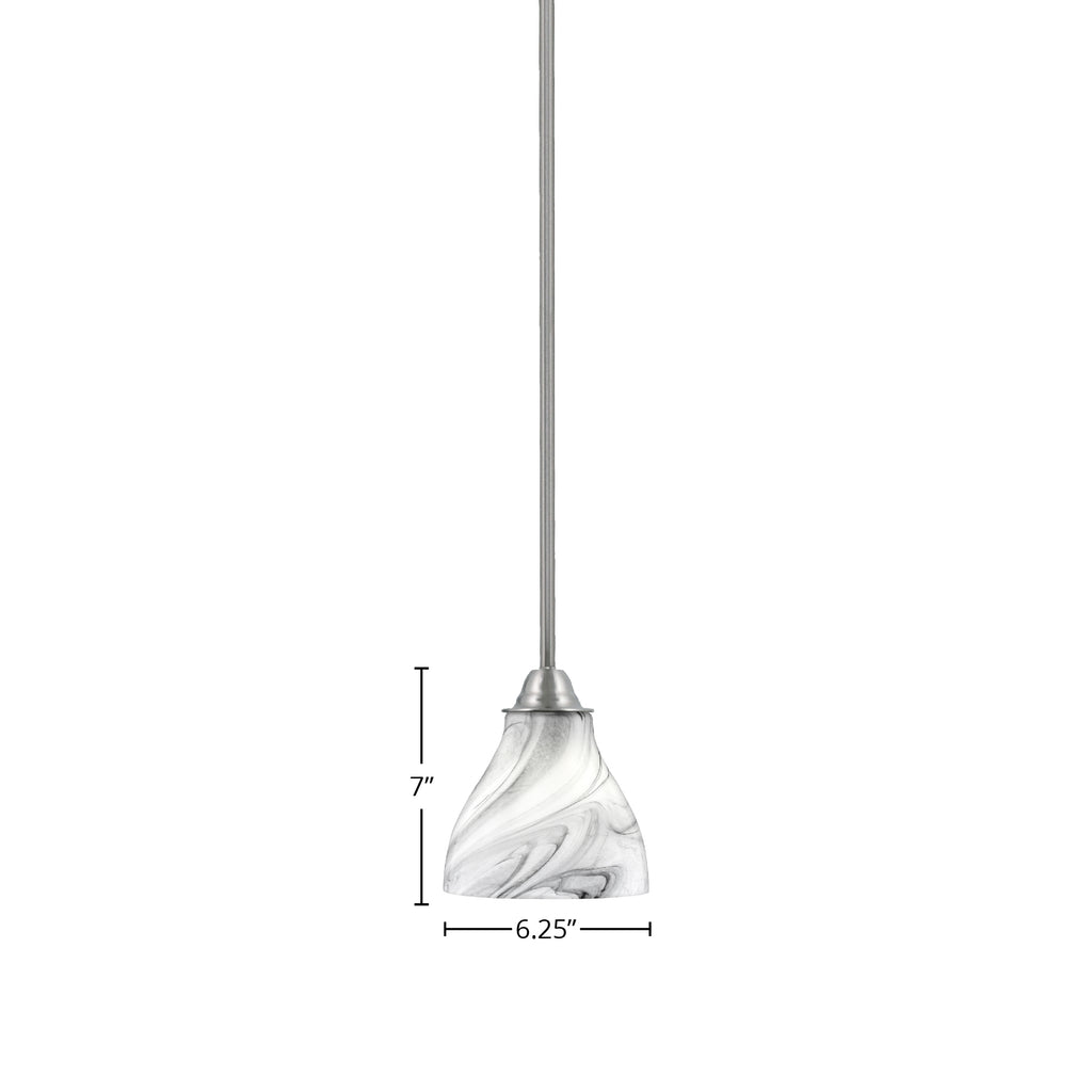 Paramount One Light Mini Pendant in Brushed Nickel with 6.25" Onyx Swirl Shade