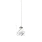 Paramount One Light Mini Pendant in Brushed Nickel with 6.25" Onyx Swirl Shade
