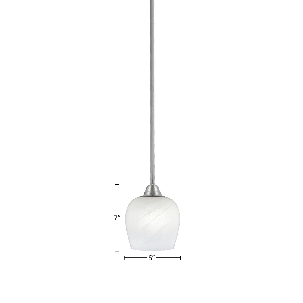 Paramount One Light Mini Pendant in Brushed Nickel with 6" White Marble Shade