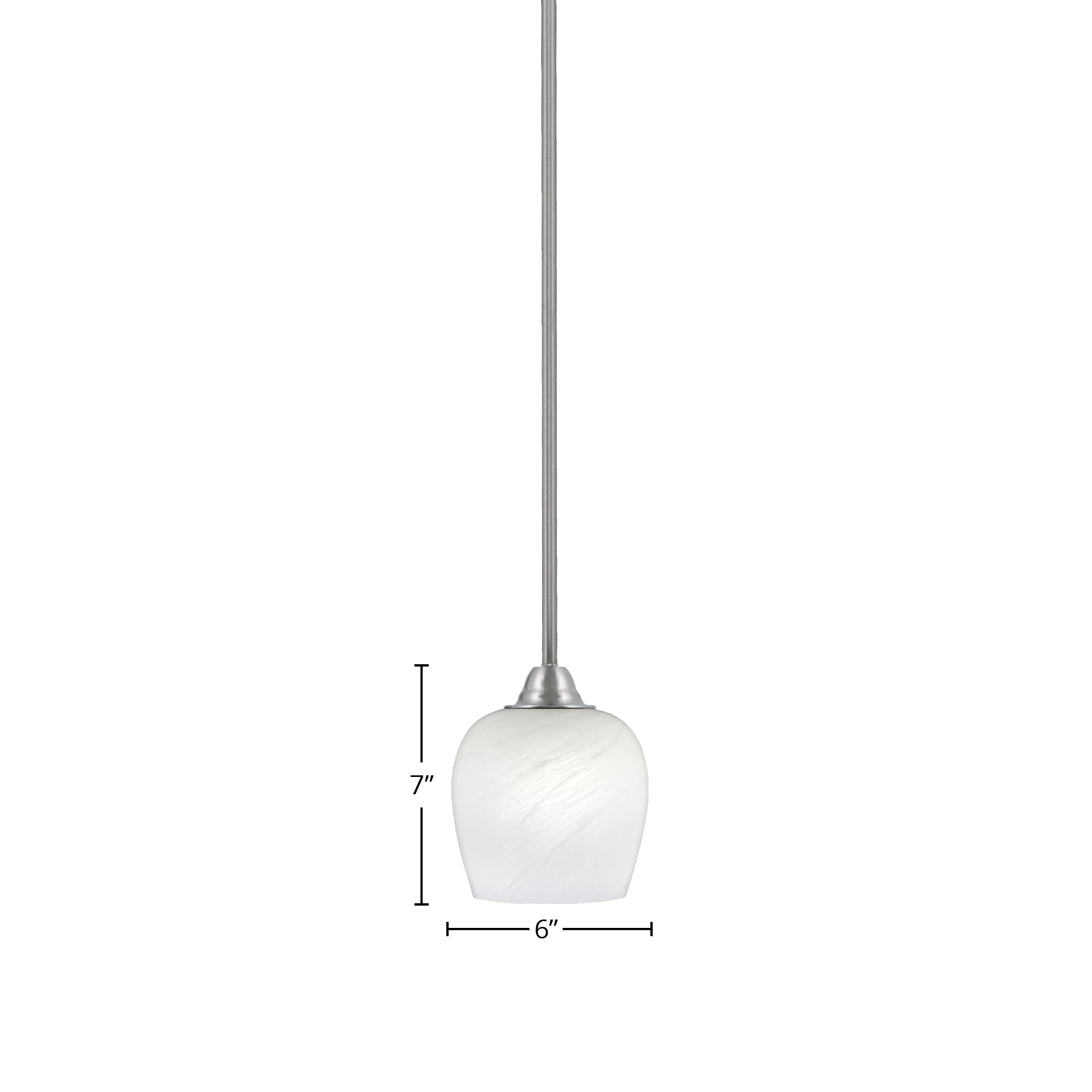 Paramount One Light Mini Pendant in Brushed Nickel with 6" White Marble Shade