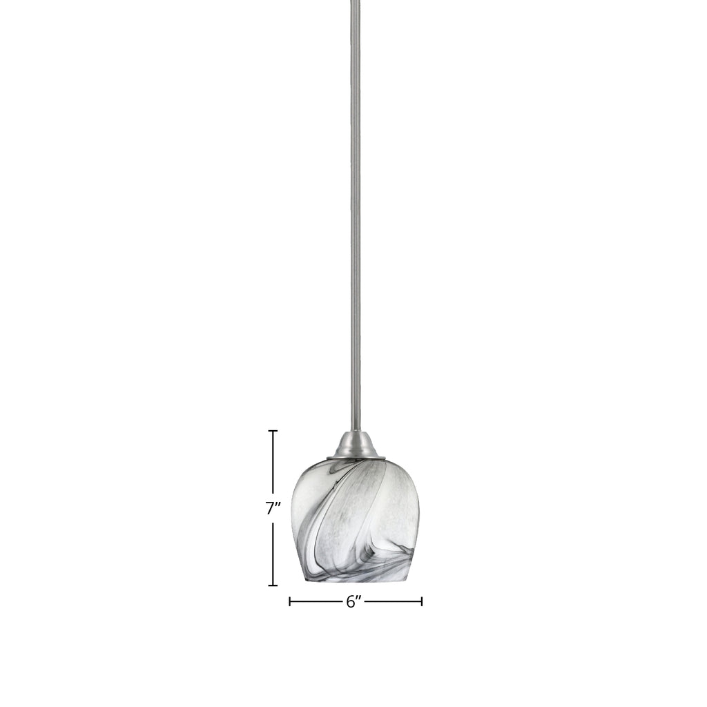 Paramount One Light Mini Pendant in Brushed Nickel with 6" Onyx Swirl Shade