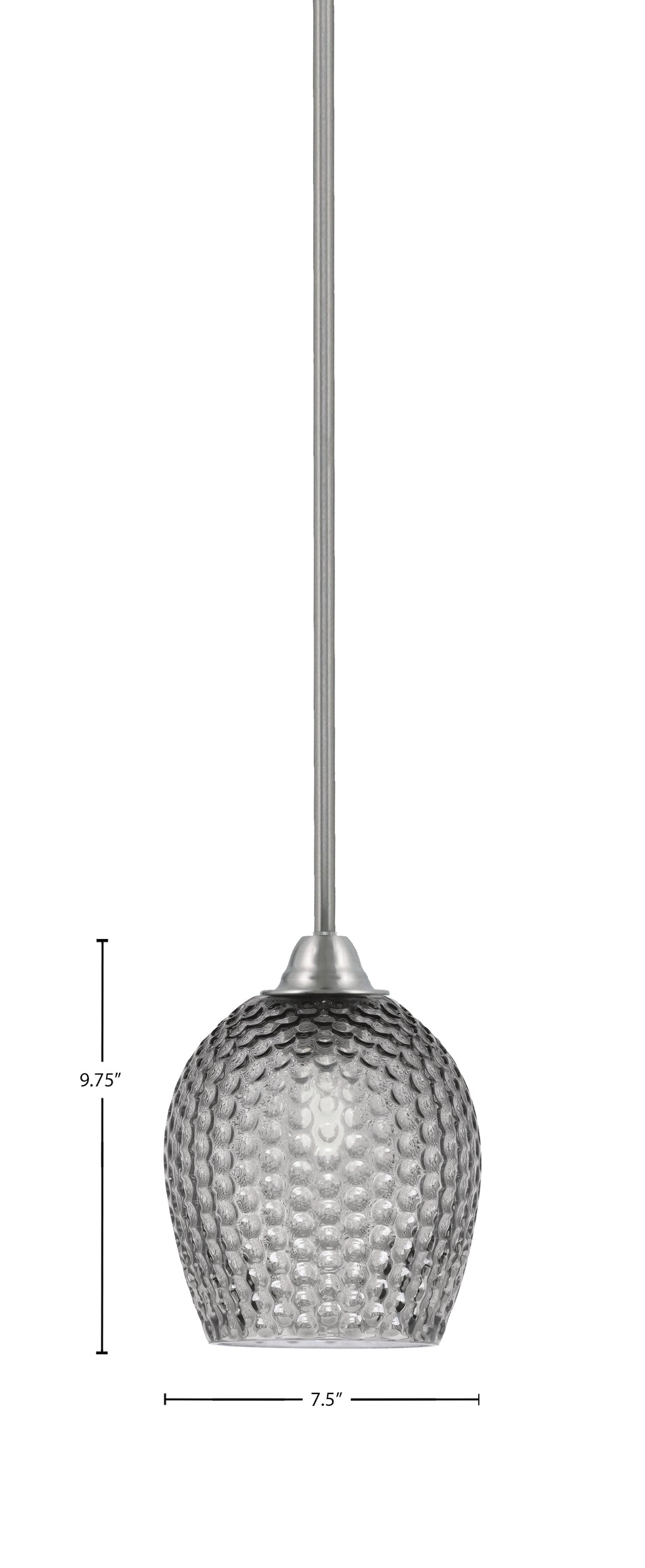 Paramount One Light Mini Pendant in Brushed Nickel with Smoke Textured Shade