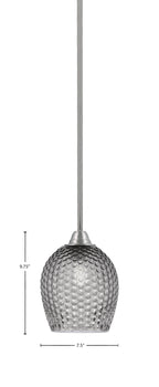 Paramount One Light Mini Pendant in Brushed Nickel with Smoke Textured Shade