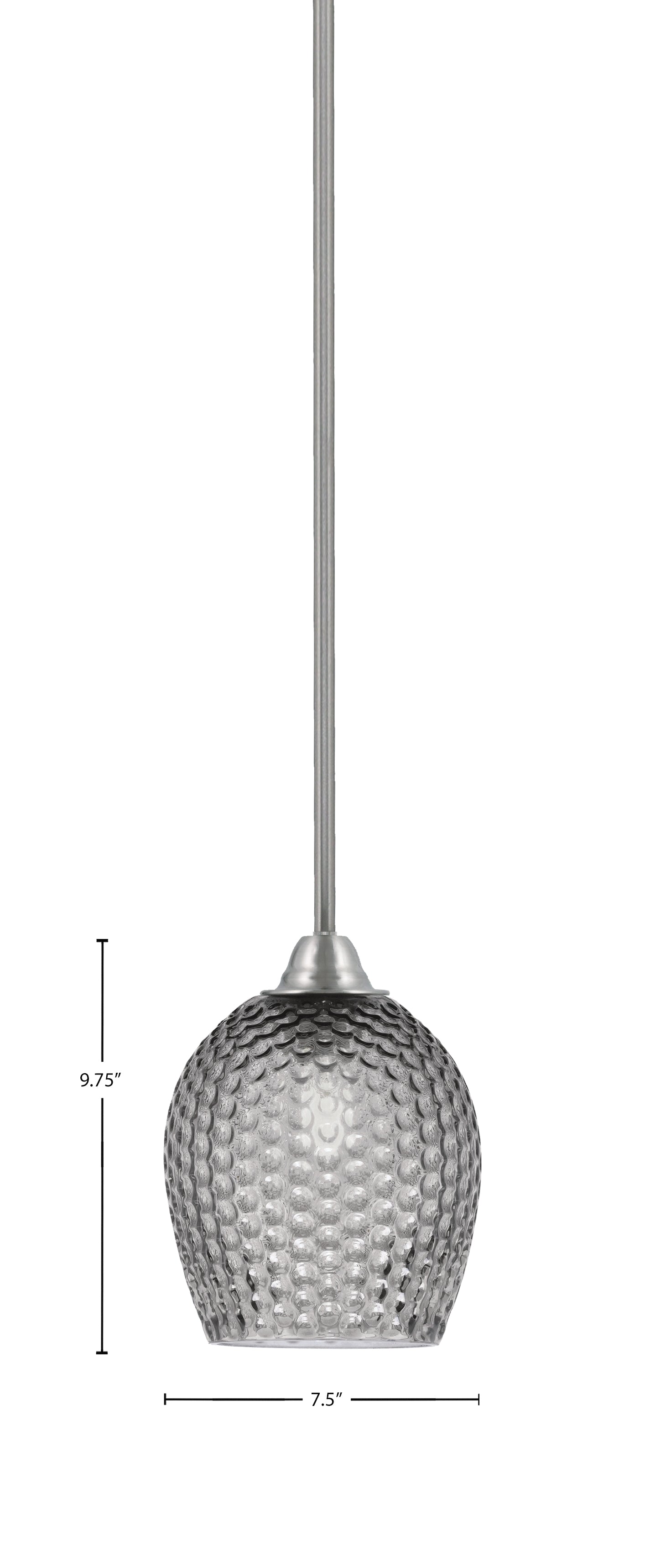 Paramount One Light Mini Pendant in Brushed Nickel with Smoke Textured Shade