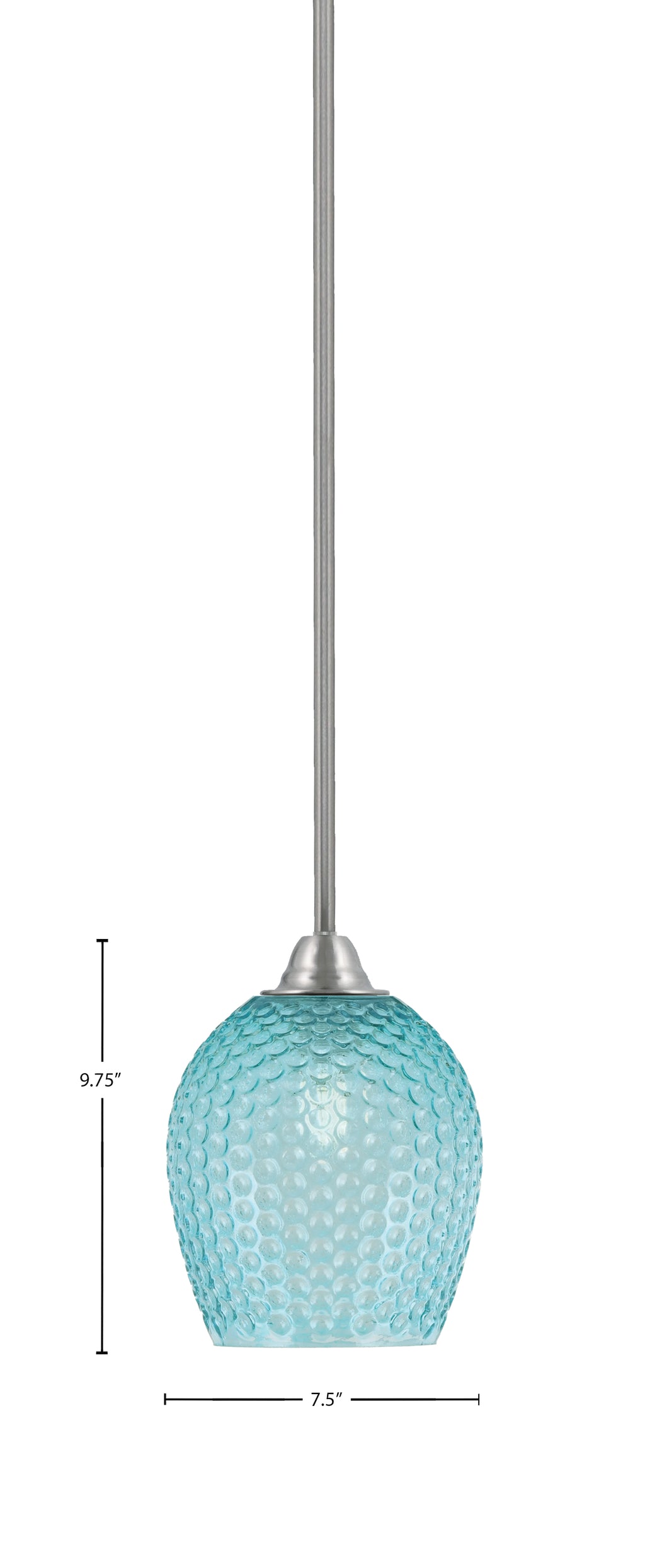 Paramount One Light Mini Pendant in Brushed Nickel with Turquoise Textured Shade