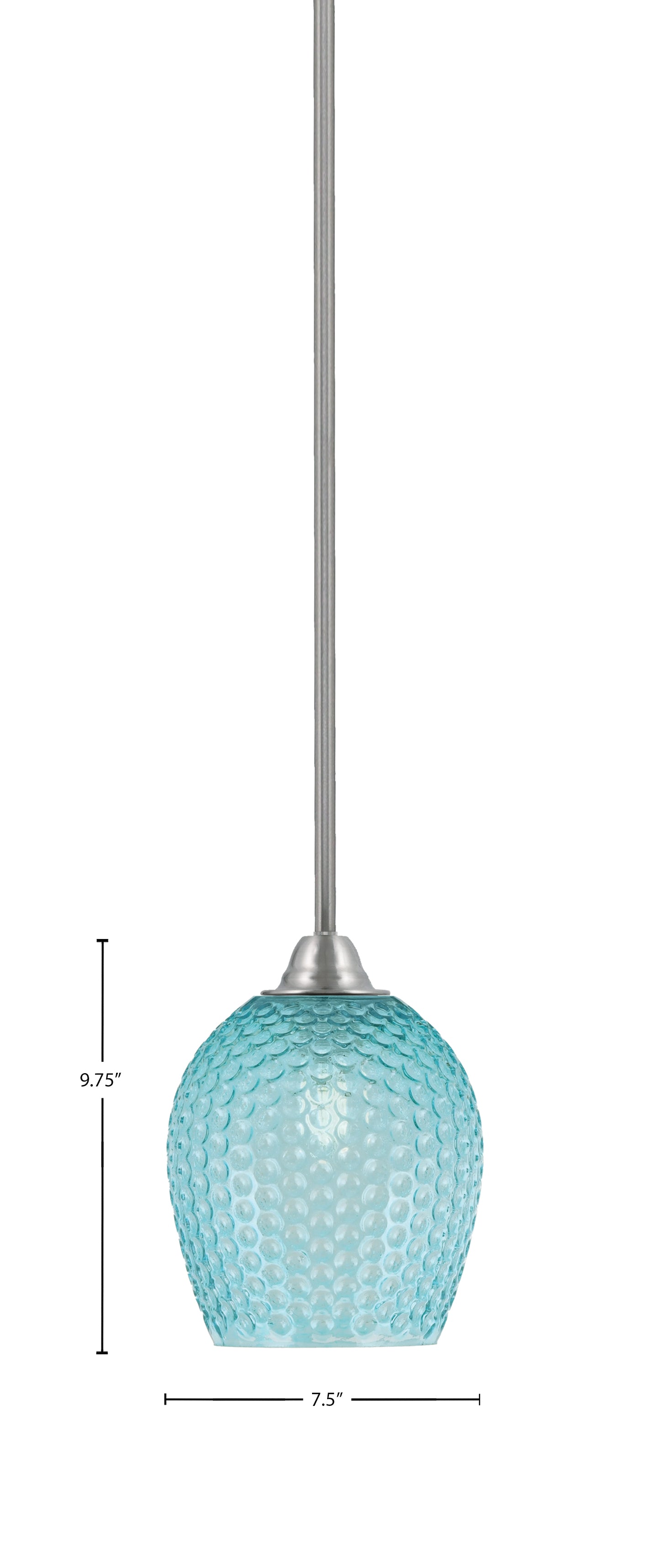 Paramount One Light Mini Pendant in Brushed Nickel with Turquoise Textured Shade
