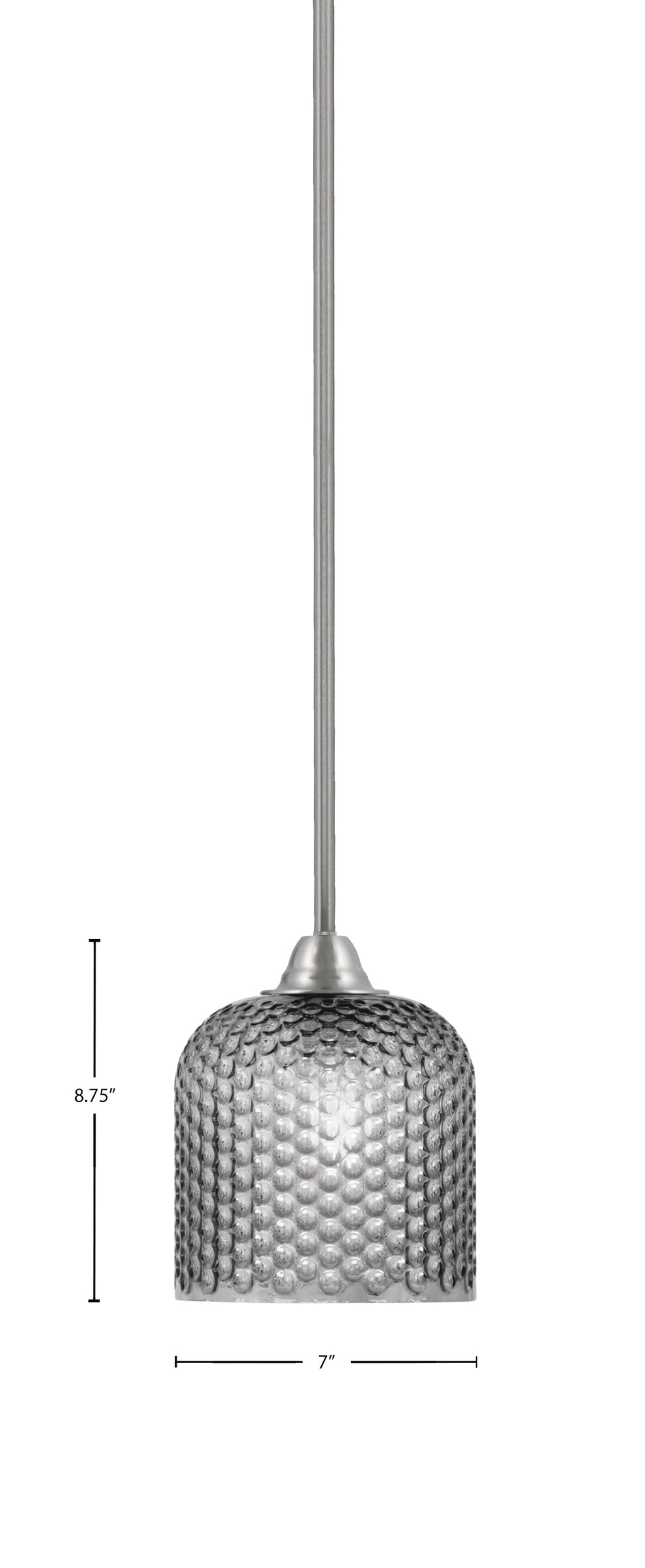 Paramount One Light Mini Pendant in Brushed Nickel with Smoke Textured Shade