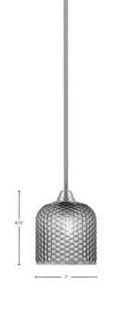 Paramount One Light Mini Pendant in Brushed Nickel with Smoke Textured Shade