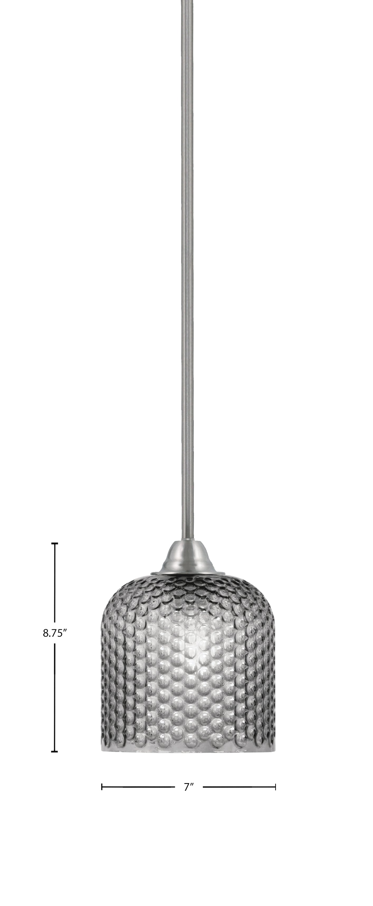 Paramount One Light Mini Pendant in Brushed Nickel with Smoke Textured Shade