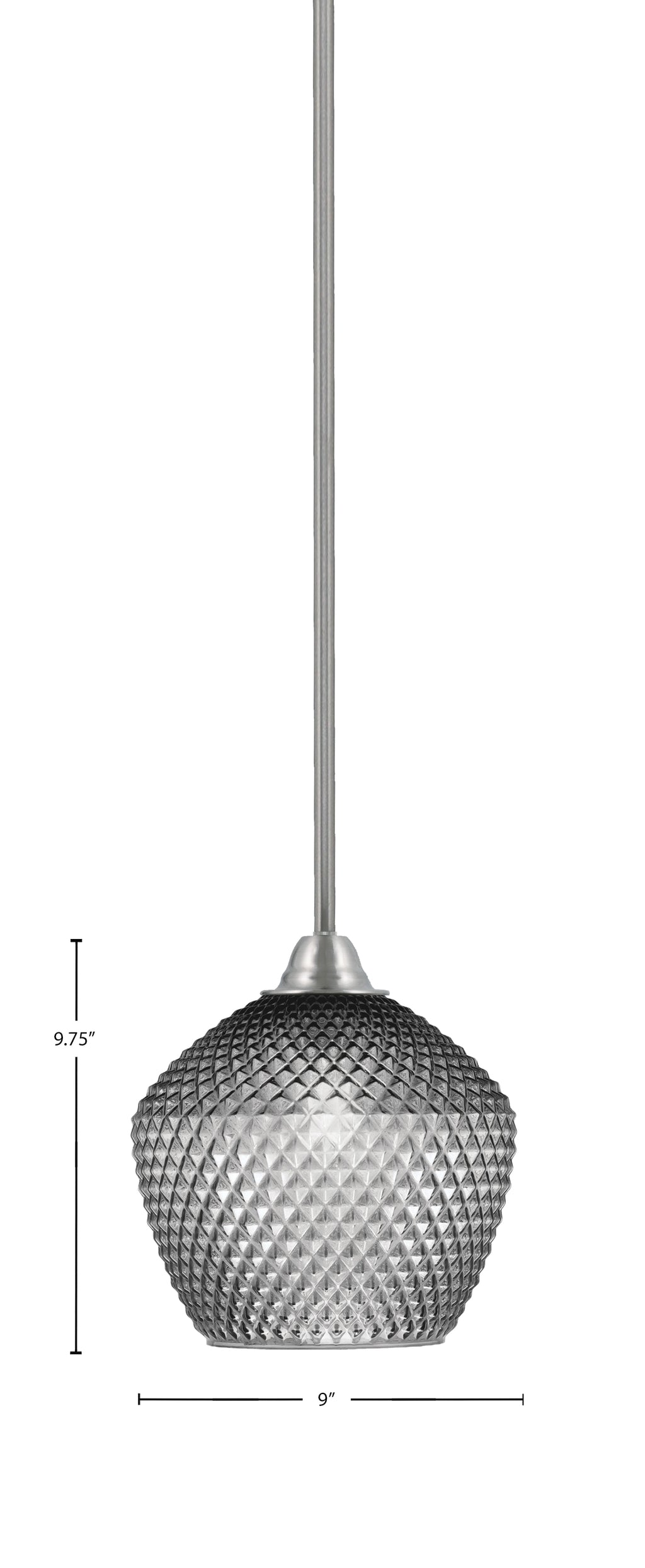 Paramount One Light Mini Pendant in Brushed Nickel with Smoke Textured Shade