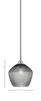 Paramount One Light Mini Pendant in Brushed Nickel with Smoke Textured Shade
