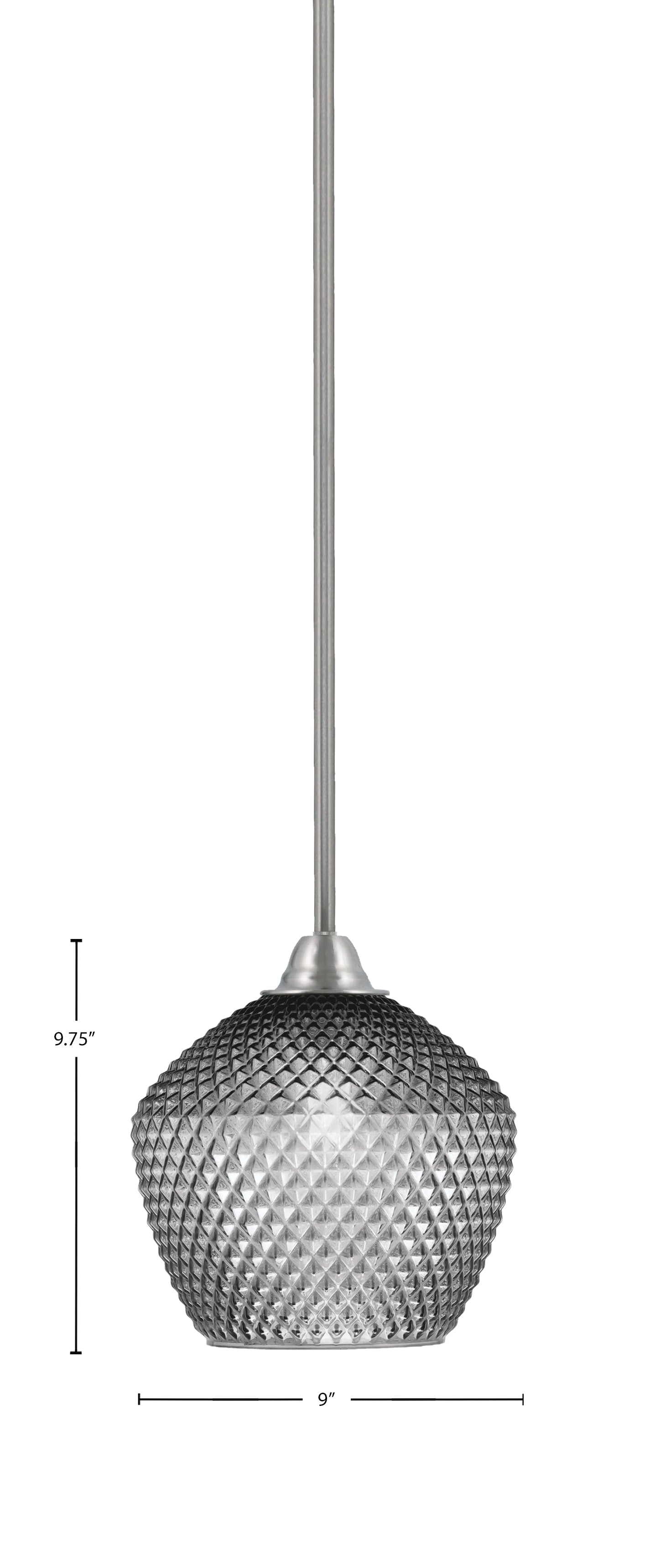 Paramount One Light Mini Pendant in Brushed Nickel with Smoke Textured Shade