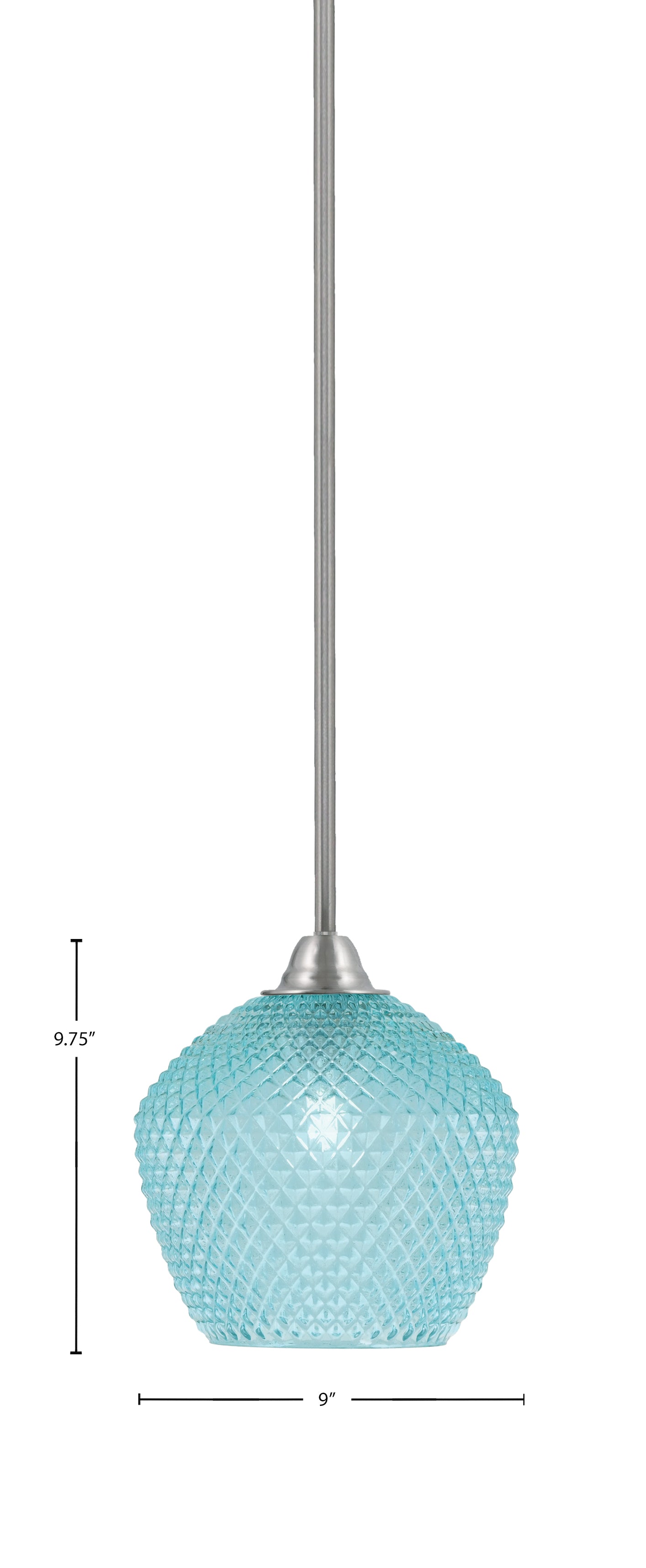 Paramount One Light Mini Pendant in Brushed Nickel with Turquoise Textured Shade