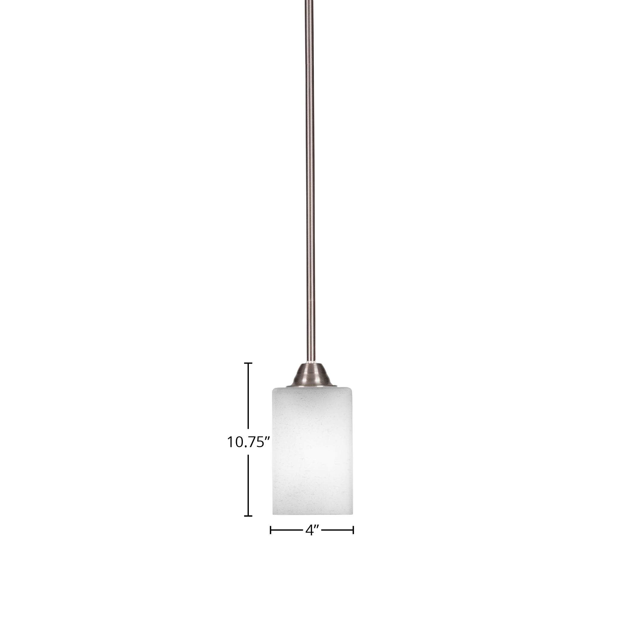 Paramount One Light Mini Pendant in Brushed Nickel with 4" Square White Muslin Shade
