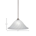 Paramount One Light Pendant in Brushed Nickel with 20" White Alabaster Swirl Shade