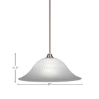 Paramount One Light Pendant in Brushed Nickel with 20" White Alabaster Swirl Shade