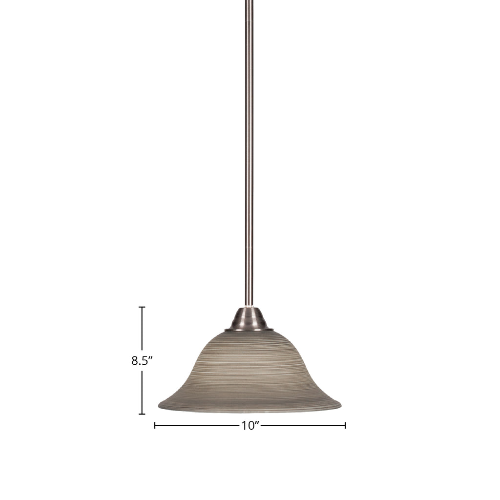 Paramount One Light Mini Pendant in Brushed Nickel with 10" Gray Linen Shade