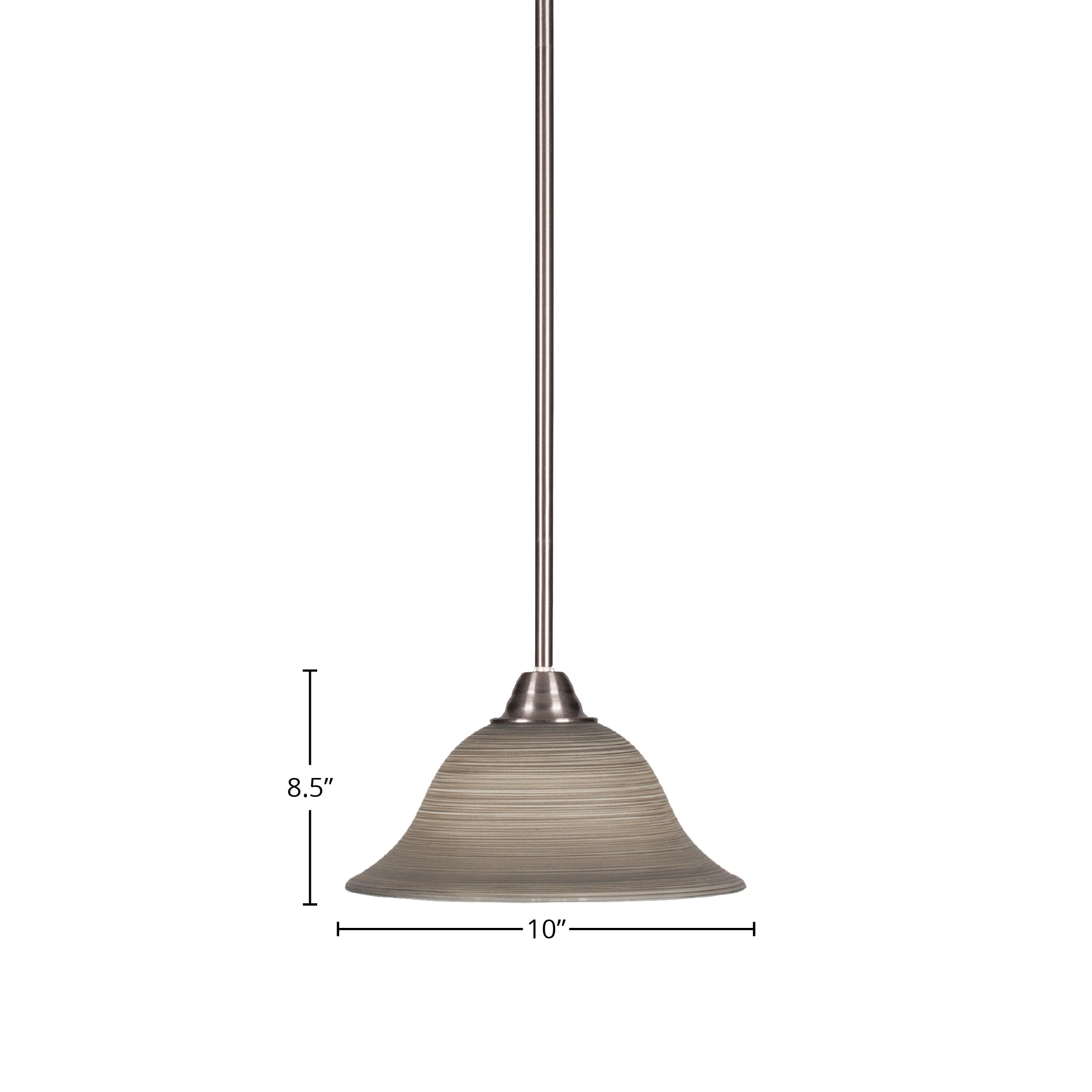 Paramount One Light Mini Pendant in Brushed Nickel with 10" Gray Linen Shade