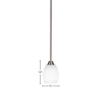 Paramount One Light Mini Pendant in Brushed Nickel with 5" White Linen Shade