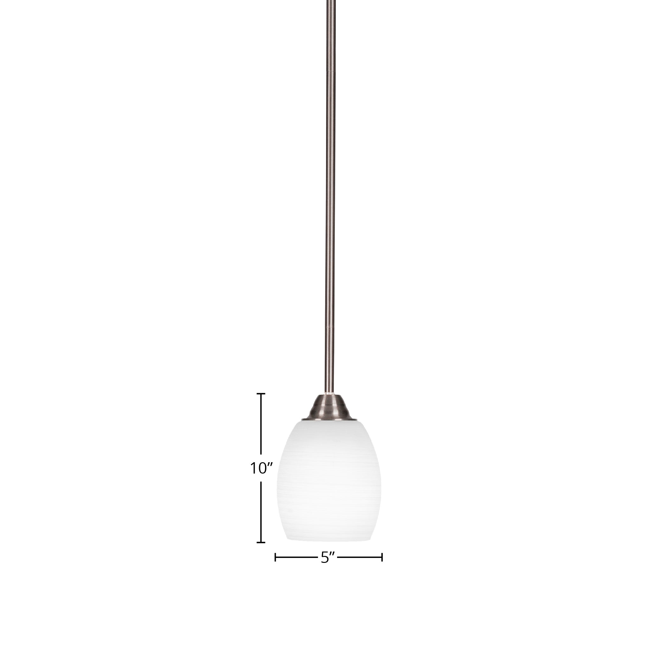 Paramount One Light Mini Pendant in Brushed Nickel with 5" White Linen Shade