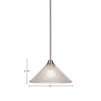 Paramount One Light Pendant in Brushed Nickel with 12" Frosted Crystal Shade