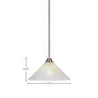 Paramount One Light Pendant in Brushed Nickel with 12" Gold Ice Shade