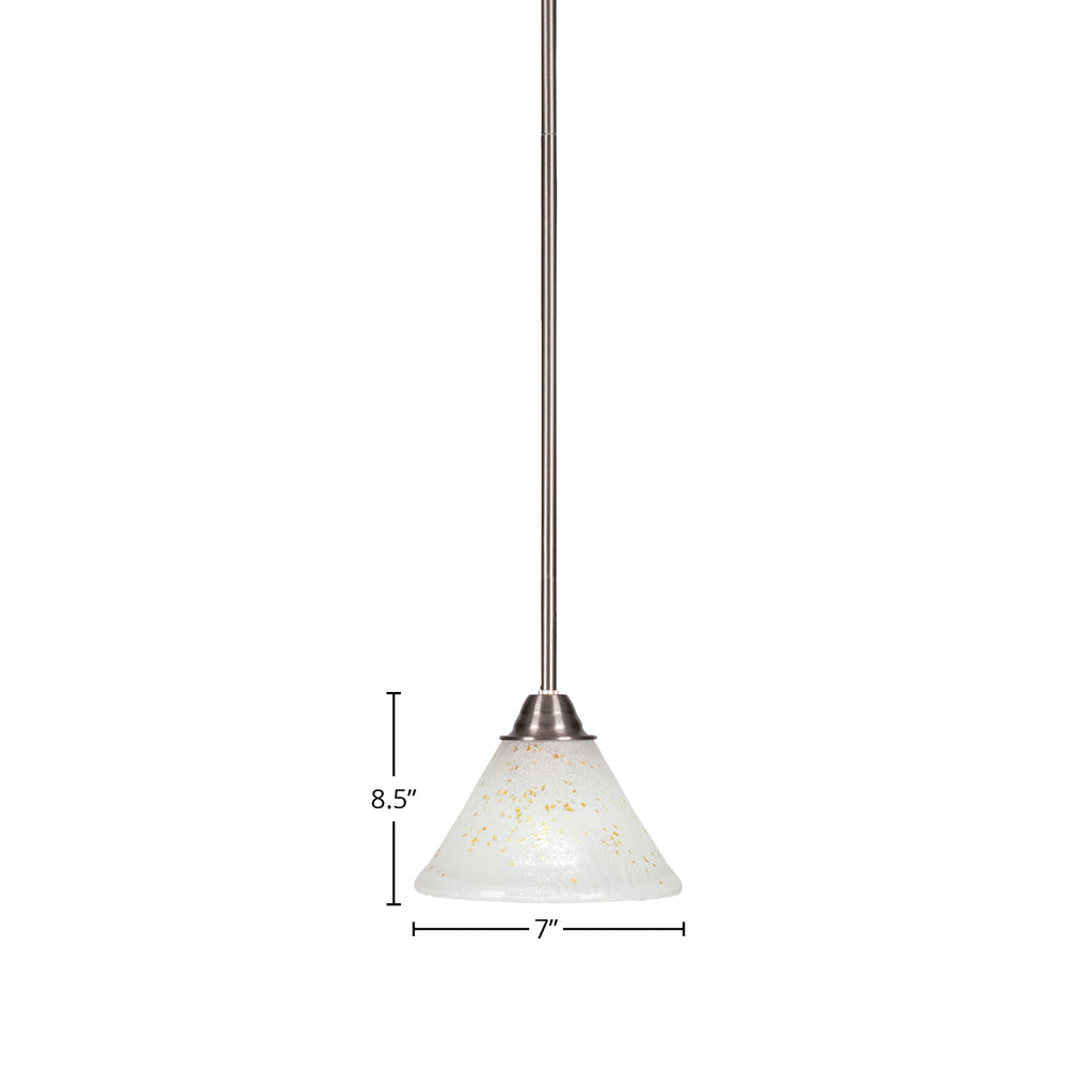 Paramount One Light Mini Pendant in Brushed Nickel with 7" Gold Ice Shade