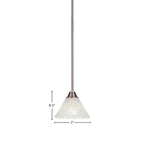 Paramount One Light Mini Pendant in Brushed Nickel with 7" Gold Ice Shade