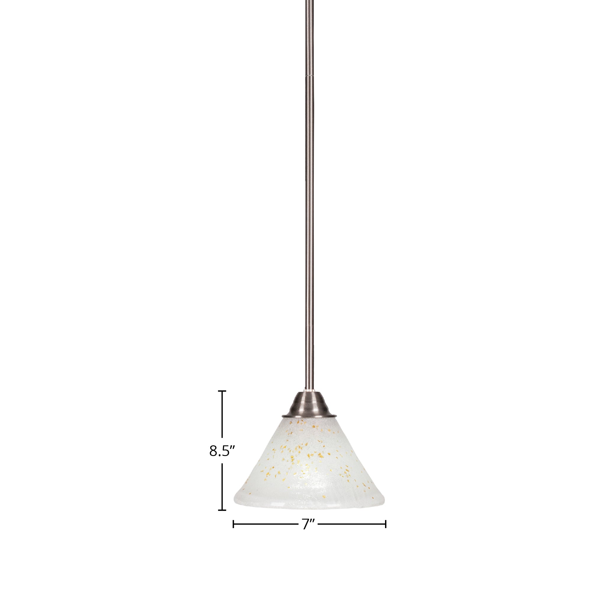 Paramount One Light Mini Pendant in Brushed Nickel with 7" Gold Ice Shade