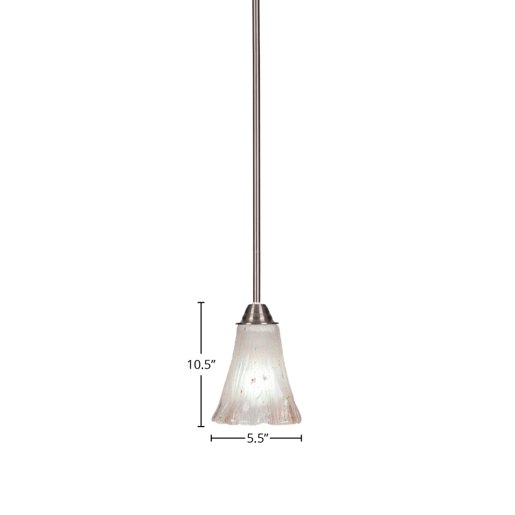 Paramount One Light Mini Pendant in Brushed Nickel with 5.5" Fluted Frosted Crystal Shade