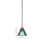 Paramount One Light Mini Pendant in Brushed Nickel with 7" Sea Ice Art Glass Shade