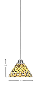 Paramount One Light Mini Pendant in Brushed Nickel with 7" Starlight Art Glass Shade