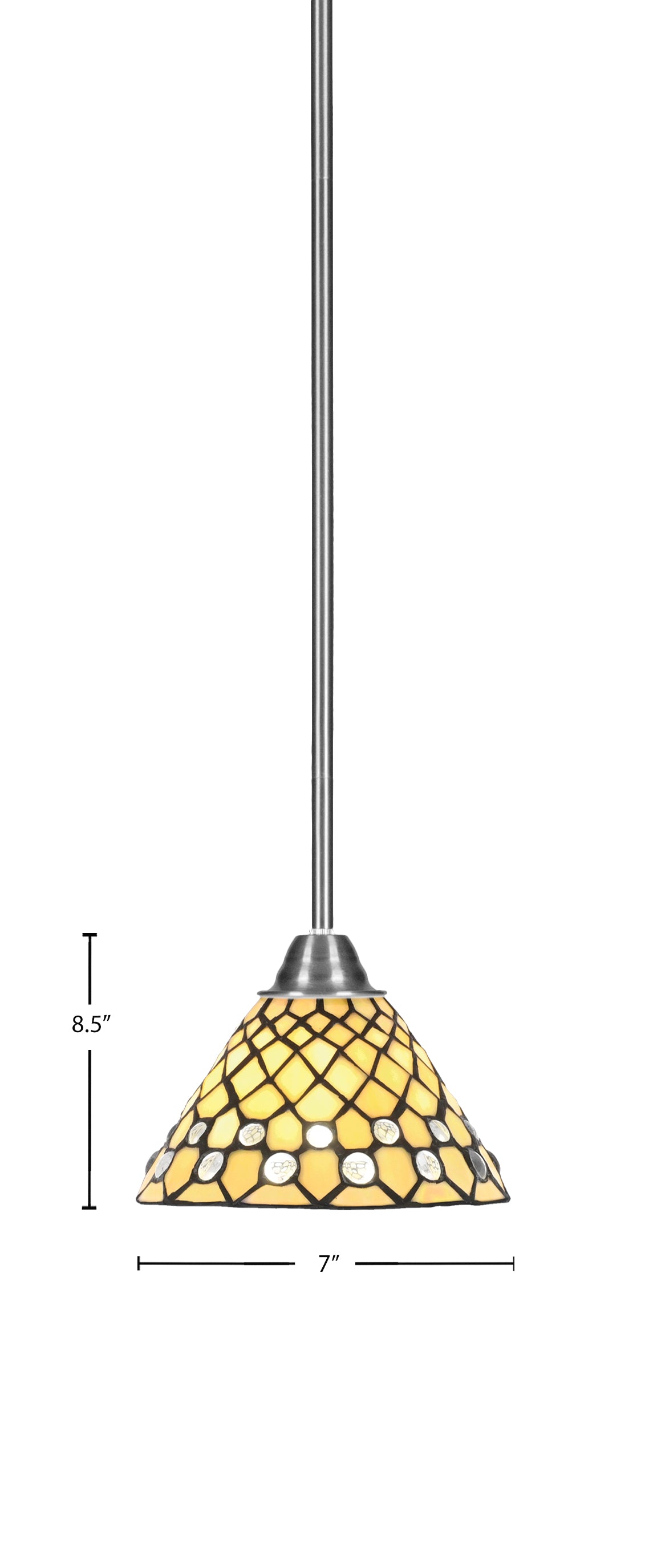Paramount One Light Mini Pendant in Brushed Nickel with 7" Starlight Art Glass Shade