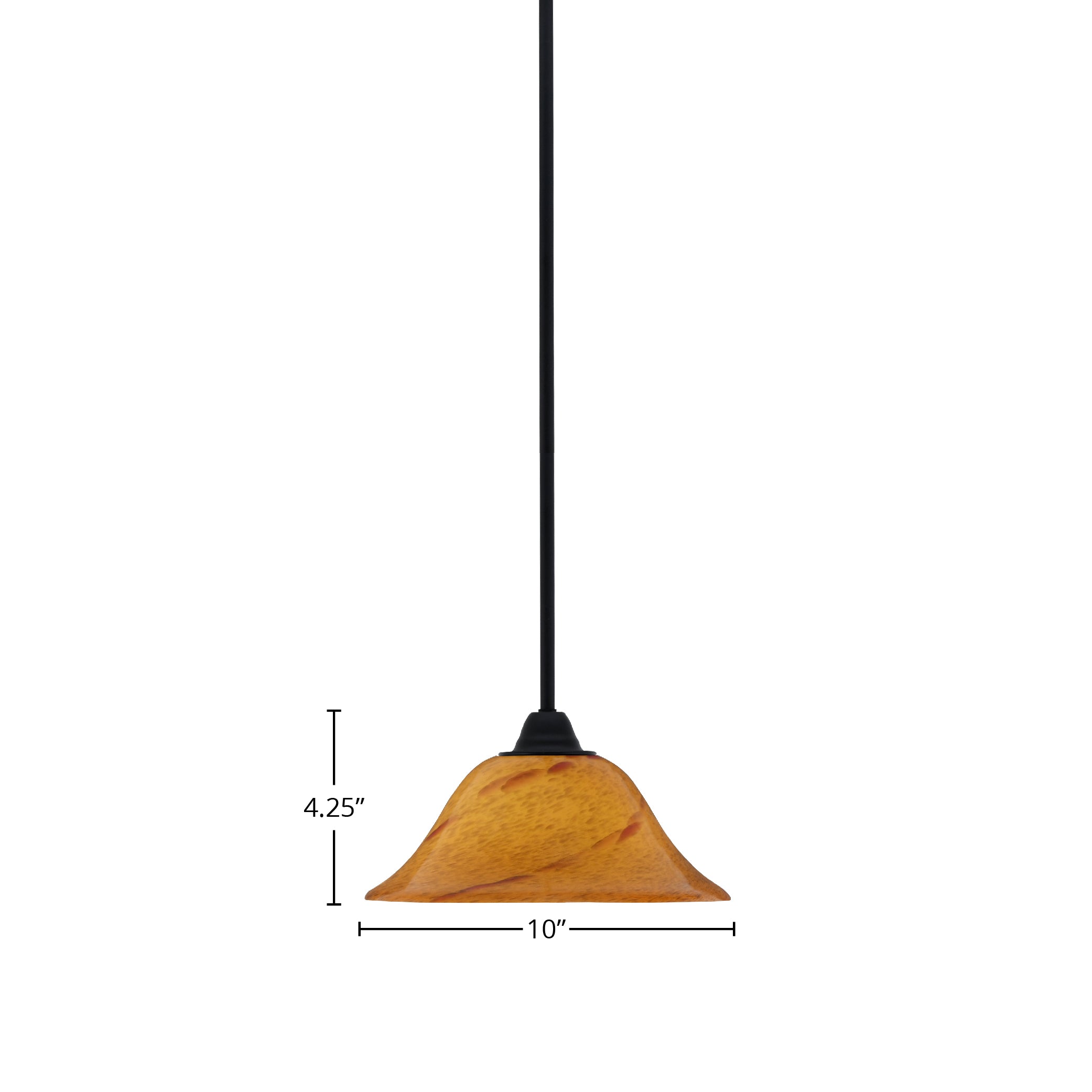 Paramount One Light Mini Pendant in Matte Black with 10" Sunset Shade