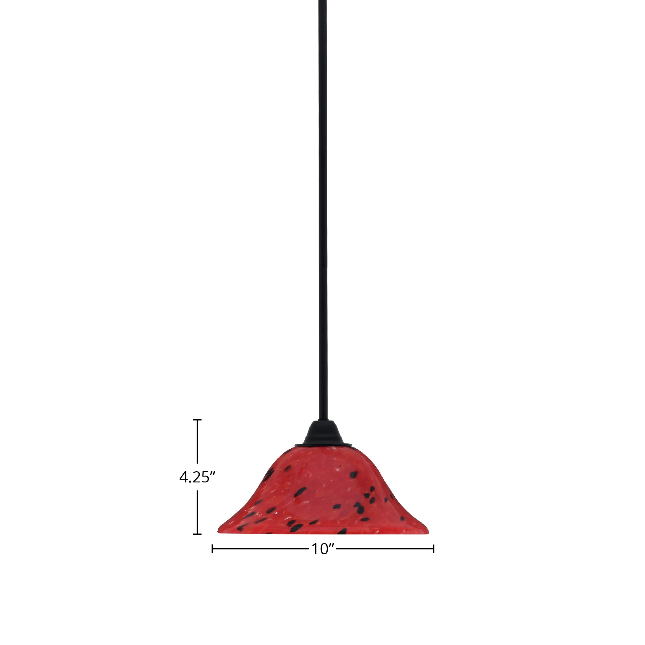 Paramount One Light Mini Pendant in Matte Black with 10" Volcano Shade