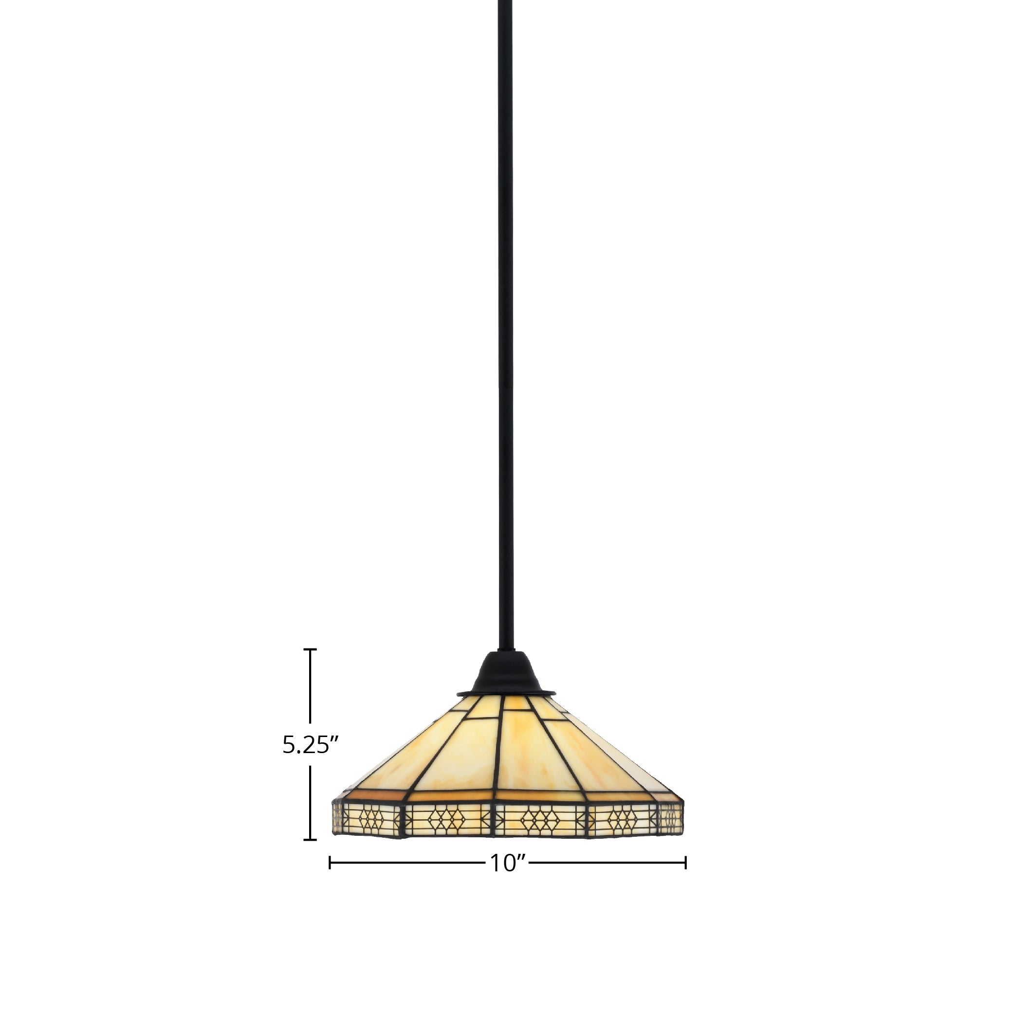 Paramount One Light Mini Pendant in Matte Black with 10" Mission Art Glass Shade