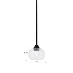Paramount One Light Mini Pendant in Matte Black with 7" Clear Bubble Shade