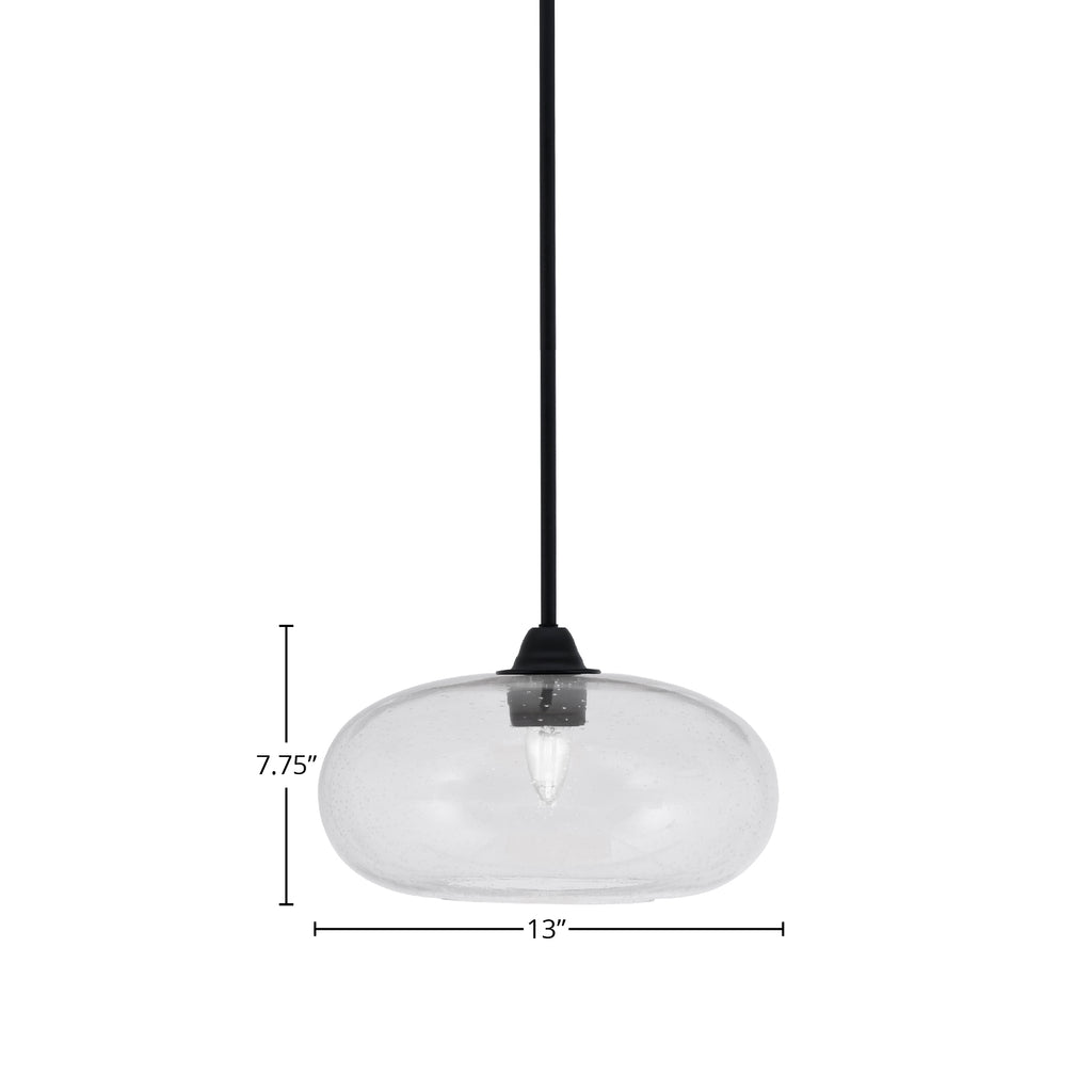 Paramount One Light Mini Pendant in Matte Black with 13" Clear Bubble Shade