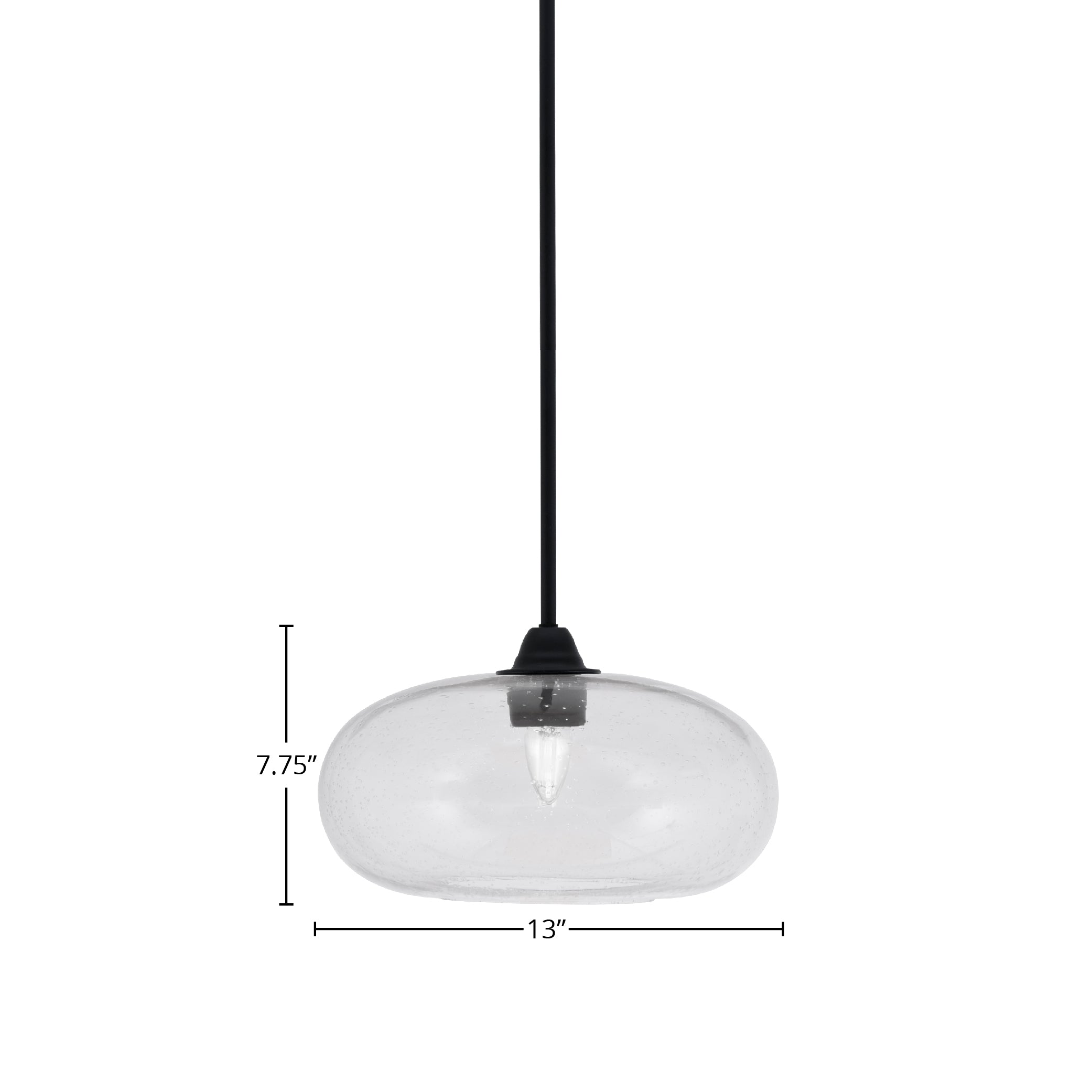 Paramount One Light Mini Pendant in Matte Black with 13" Clear Bubble Shade